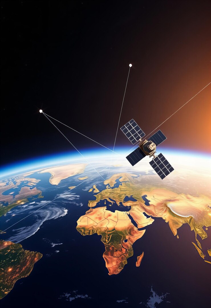 Red de satélites que conecta las principales ciudades de todo el mundo