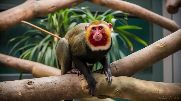 Red shanked douc en el concepto de animales del zoológico