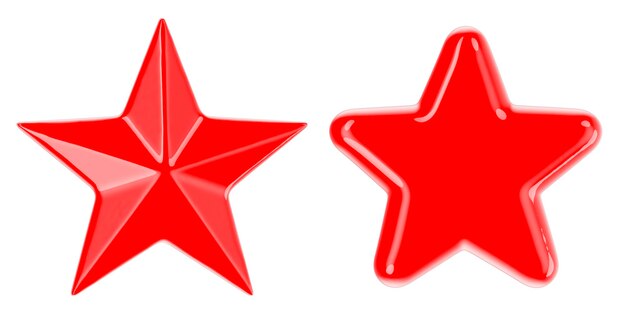 Red Stars 3D-Rendering isoliert auf weißem Hintergrund