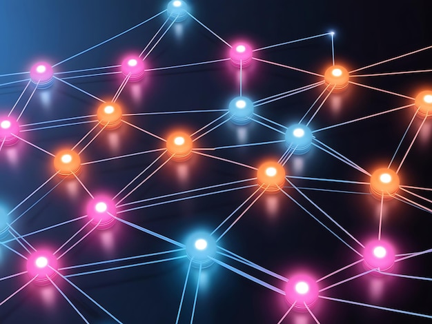 Red de tecnología abstracta con nodos y líneas brillantes