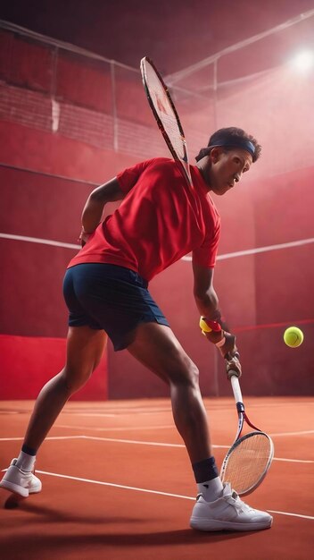 Red de tenis con pelota desenfocada en el fondo