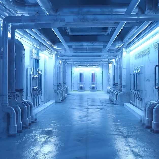 Red de tuberías en una planta química industrial.