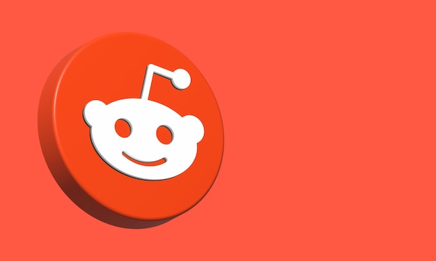 Reddit Circle Button Icon Plantilla elegante 3D Espacio en blanco