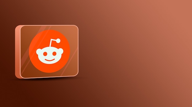 Reddit-Logo auf einer Glasplattform 3d