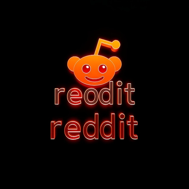 Reddit-Logo mit 3D-Rendering, geätztes Glasmaterial, subtiles Leuchten, orange und weißes Farbschema isoliert