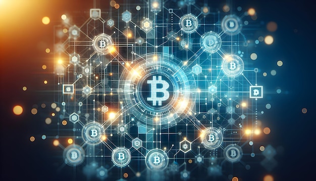 Rede Blockchain Padrão de grade digital evocando as conexões seguras da tecnologia blockchain em