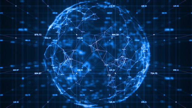 Rede de código binário de dados tecnológicos transmitindo conectividade