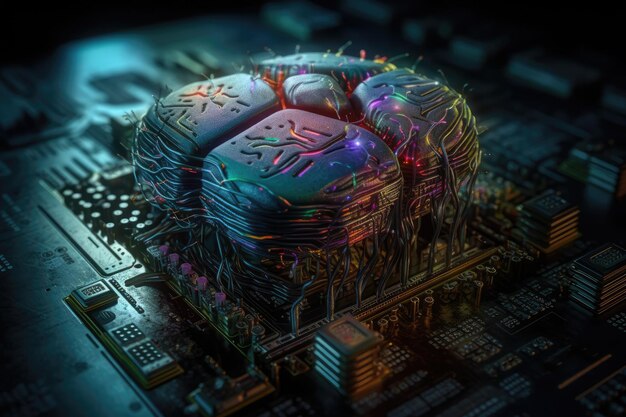 Rede de comunicação AI Inteligência artificial mineração de dados aprendizagem profunda tecnologias de computador modernas Futuristic Cyber Technology Innovation Brain representando inteligência artificial
