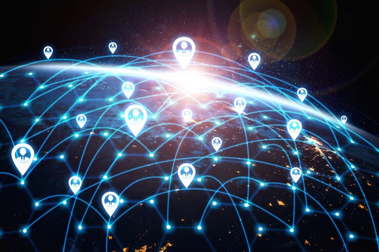 Foto rede de pessoas e conexão global com a terra na percepção inovadora
