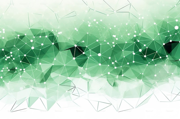 Rede geométrica de fundo verde sobre fundo branco AI Generative