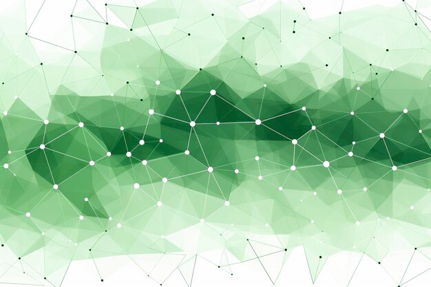 Rede geométrica de fundo verde sobre fundo branco AI Generative