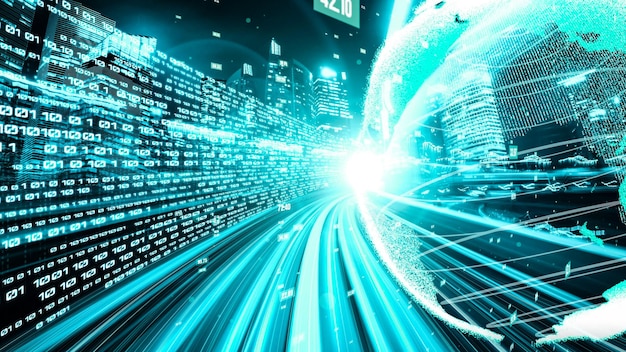 Rede global futurista e transferência de dados digitais tácitos