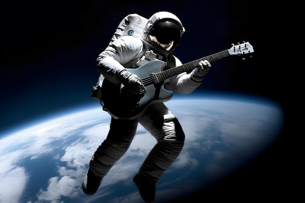 Rede neural de guitarra espacial de astronauta gerada por IA