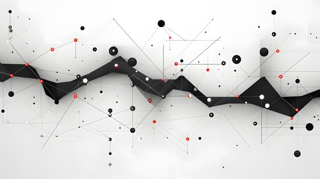 Rede social abstrato linha branca e pontos baseados em fundo geométrico branco