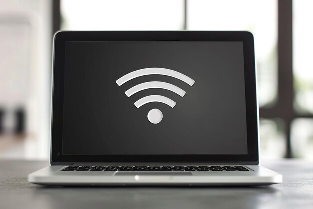 Rede Wi-Fi Símbolo de conexão com a Internet Logotipo de hotspot de velocidade cibernética Contacto de serviço espacial moderno