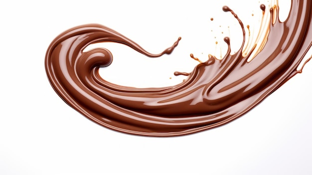 Redemoinho de chocolate derretido isolado sobre um fundo branco