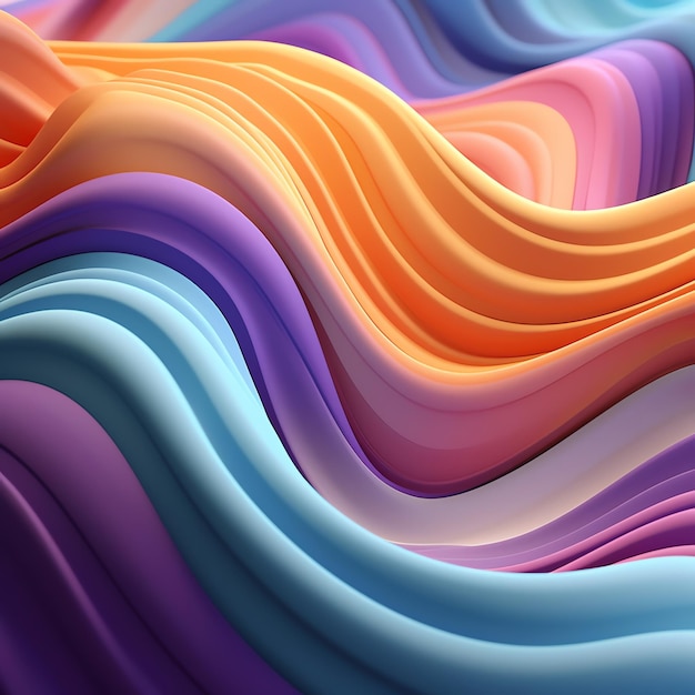 Redemoinhos ondulados fundo abstrato colorido 3d