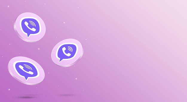 Redes sociais Ícones do Viber renderização em 3D