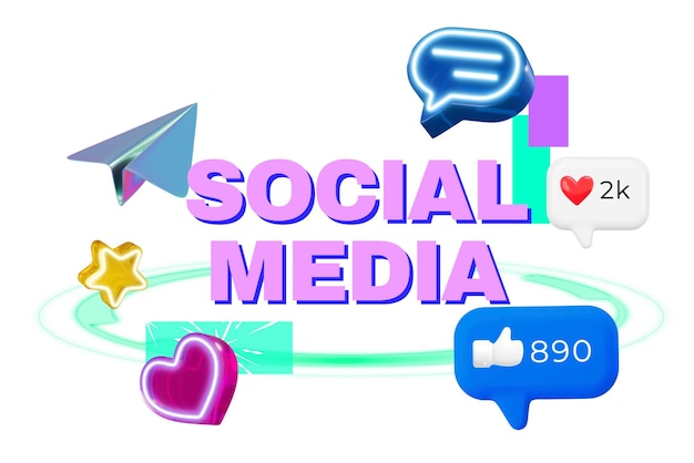 Redes sociais png palavra remix digital em design de néon