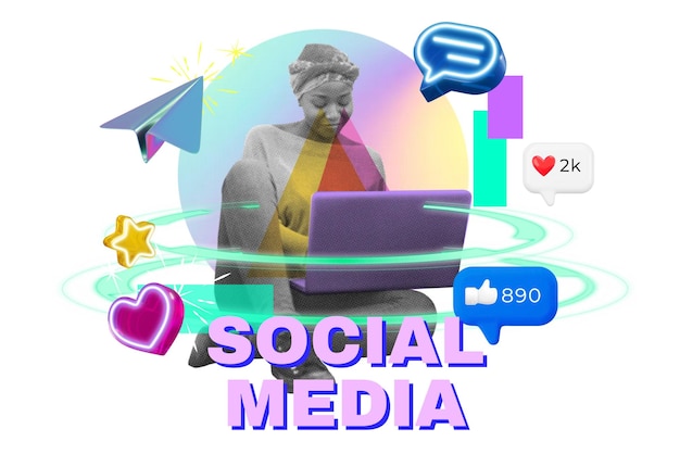 Redes sociales png palabra remix digital en el diseño de neón