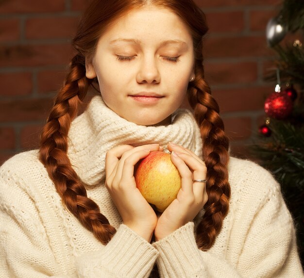 Redhair Natal mulher sagacidade apple.