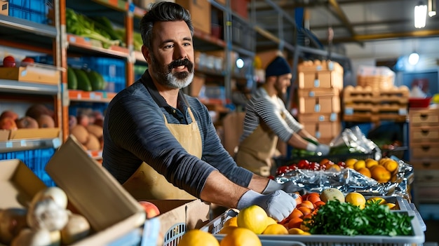 Foto redistribución de excedentes de alimentos un centro comunitario que lucha contra el hambre y el desperdicio