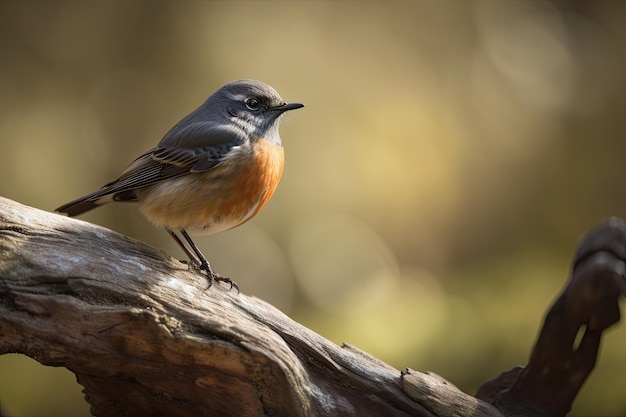 Redstart empoleirado em galho de árvore morta criado com IA generativa