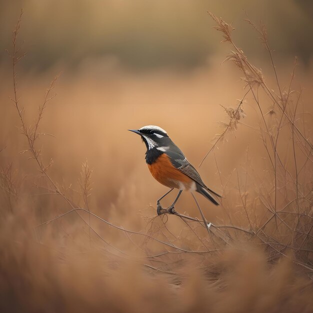 Redstart Phoenicurus phoenicurus en la naturaleza generativo ai