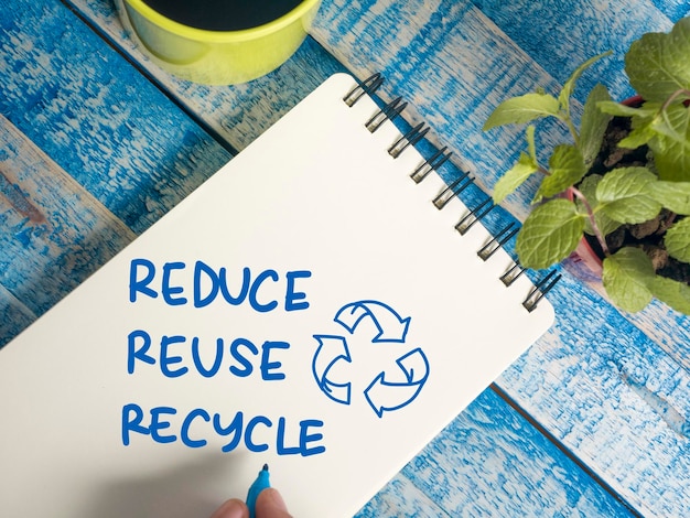 Foto reducir la reutilización reciclar palabras motivacionales citas concepto