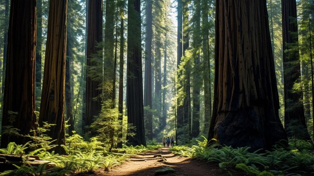 Foto redwoods velhos na floresta