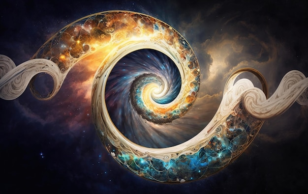 Reencarnação como o infinito do universo na forma de uma espiral