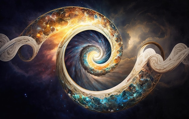 Foto la reencarnación como el infinito del universo en forma de espiral