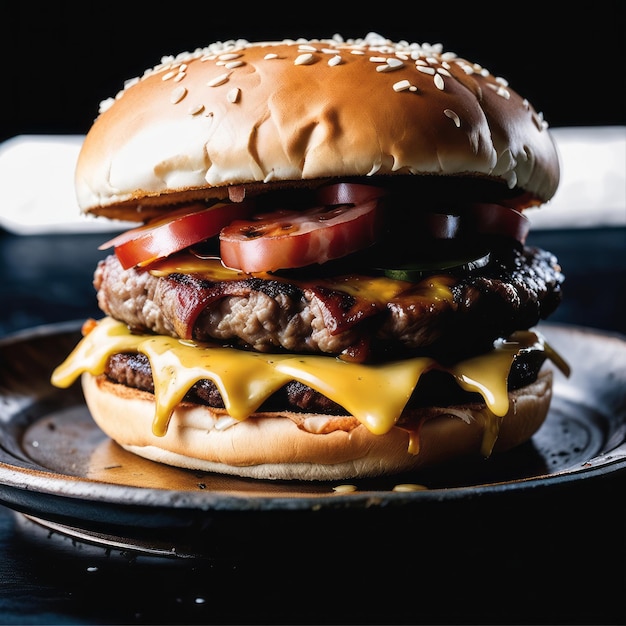 Foto refeição de hambúrguer de carne