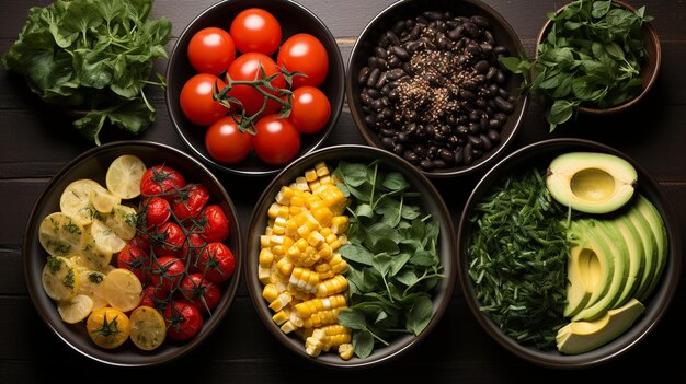 Foto refeições vibrantes à base de plantas