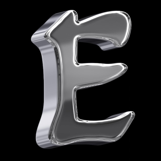 Refinado plata cromo 3D letra E