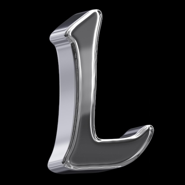 Refinado plata cromo 3D letra L