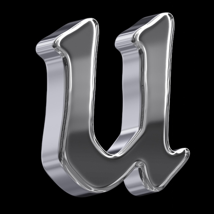 Foto refinado plata cromo 3d letra u