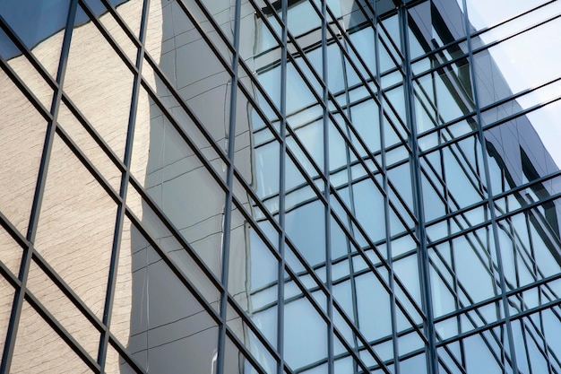 Reflejo abstracto de las fachadas de cristal de la ciudad moderna Detalle moderno del edificio de oficinas
