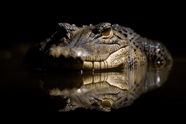 El reflejo de un cocodrilo en el agua