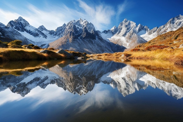 Reflejo de montañas en el agua Generado por IA