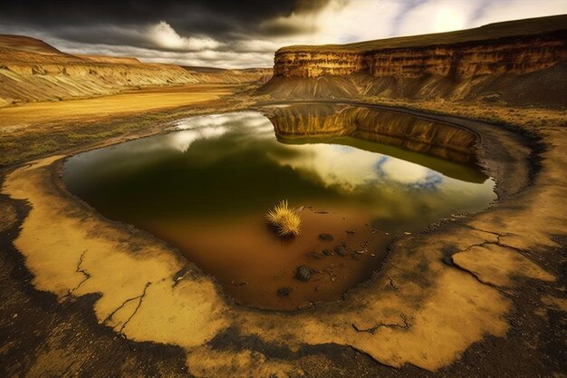 un reflejo de un río en un paisaje desértico.