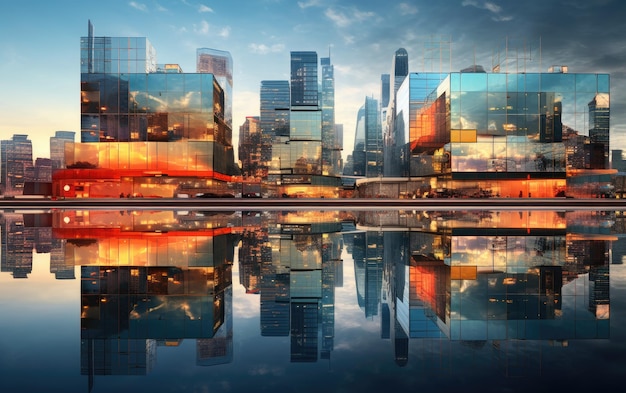 Foto reflektierende glasfassaden der städtischen skyline