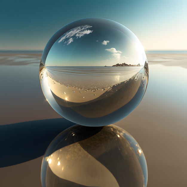 reflektierende Kugel Strand Meer