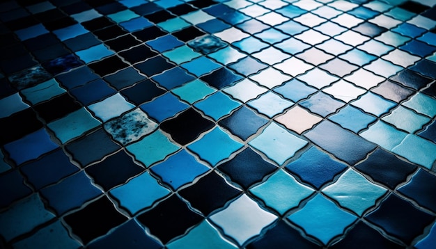 Reflexão azul abstrata no piso de piscina moderno gerado por IA