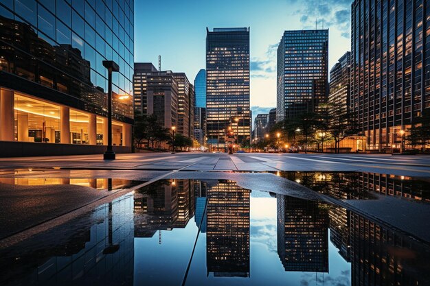 Reflexão da paisagem urbana do centro