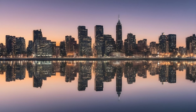 Reflexão da paisagem urbana na água