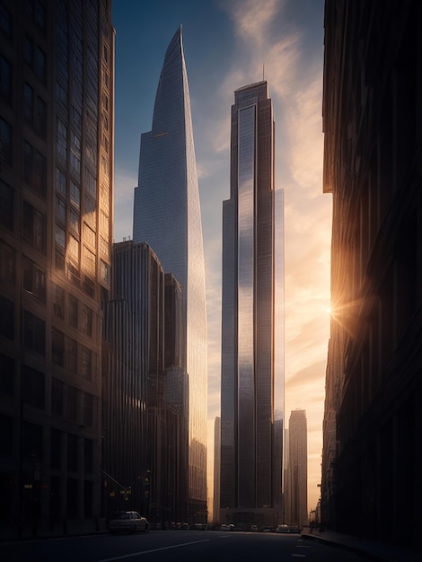 reflexão de edifício moderno no centro de negócios de vidros de janela