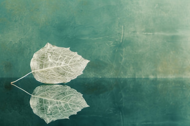 Reflexão de uma folha verde vibrante em uma superfície de espelho Nature39s elegância