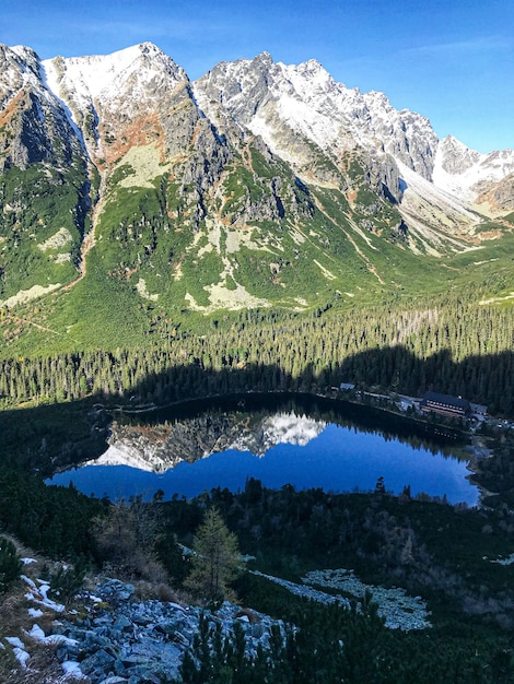 Foto reflexão no tarn da montanha