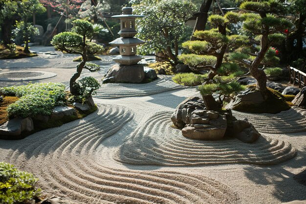 Reflexão Zen Um retiro de jardim minimalista de inspiração japonesa